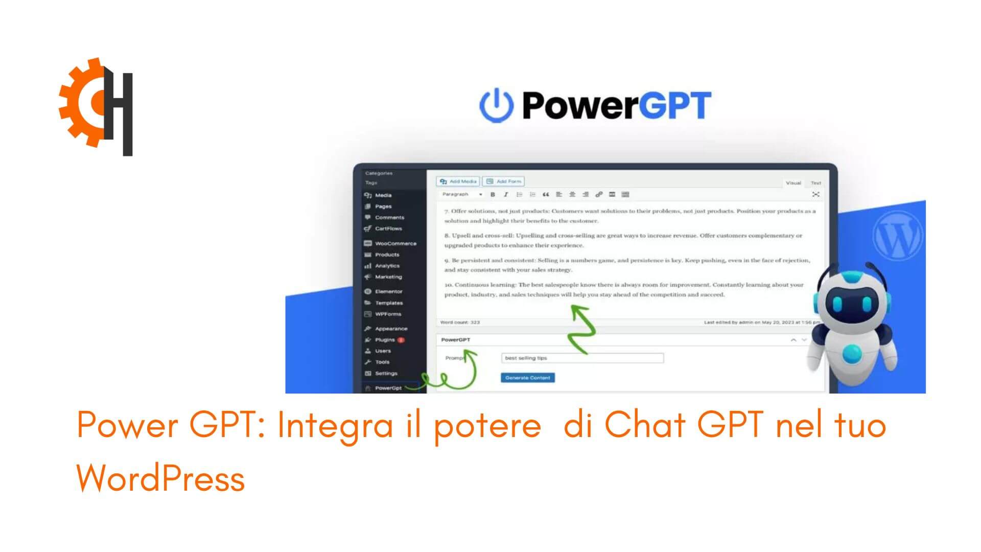 Power GPT: la potenza di Chat GPT nel tuo wordpress