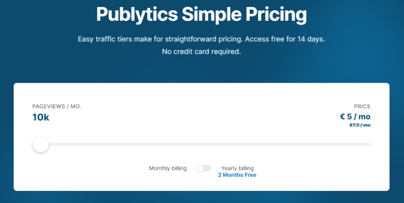 Pricing mensile - Publytics