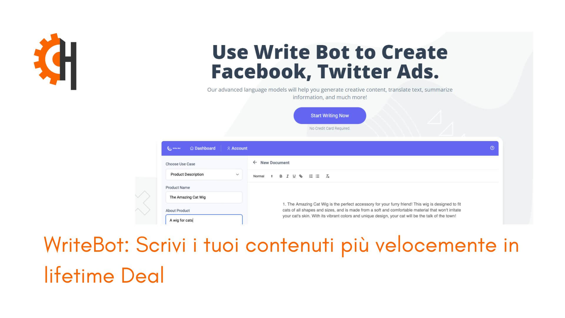 WriteBot: scrivi in lifetime i tuoi contenuti velocemente