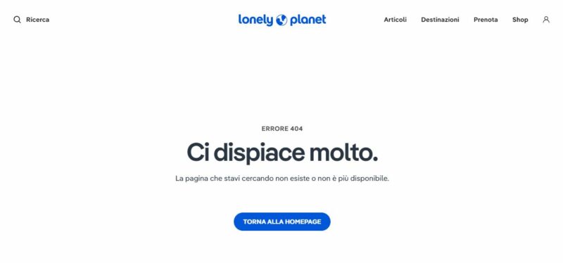 Il Copywriting di Lonely Planet - Errore 404