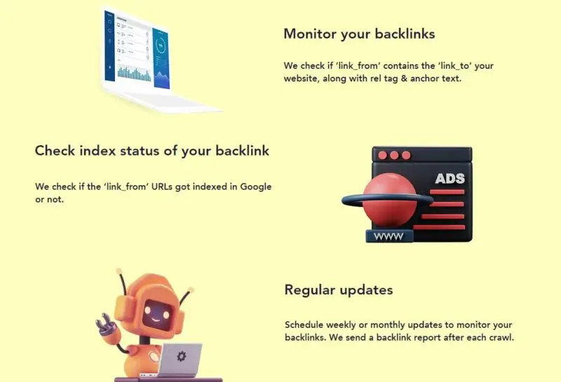 Caratterisitche di Backlink Monitor