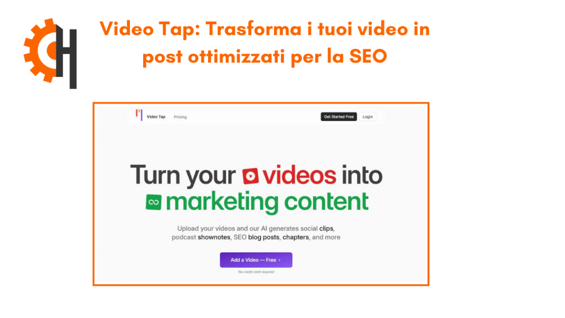 Video Tap: Trasforma i tuoi video in post Ottimizzati SEO