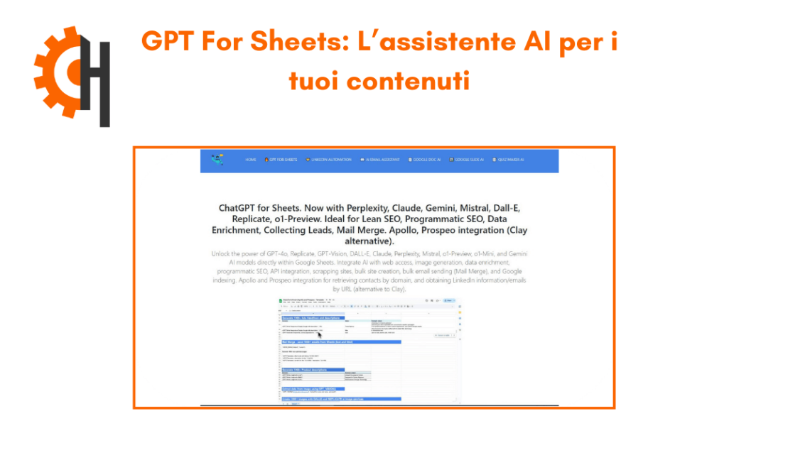 GPT For Sheets: L’assistente AI per i tuoi contenuti