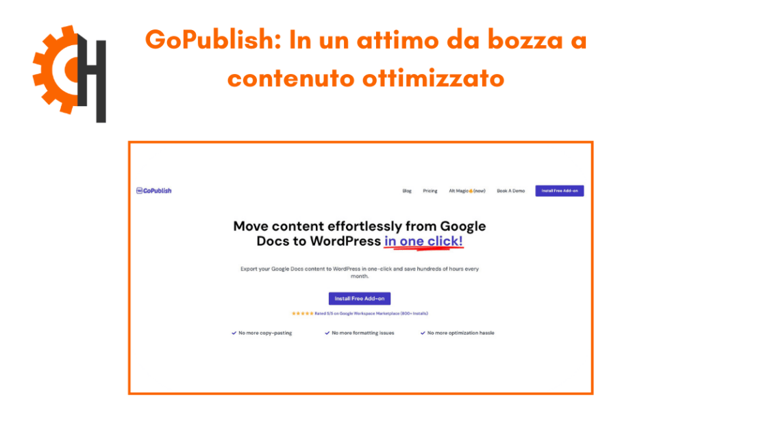 GoPublish: In un attimo da bozza a contenuto ottimizzato