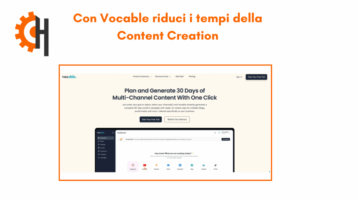 Con Vocable AI riduci i tempi di della Content Creation